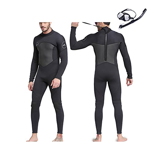 HGYJ Traje de Neopreno de 3 mm para Hombre+Gafas de Buceo,térmico húmedos de Traje.para Surf,Pesca submarina,esnórquel,Black,M Cover
