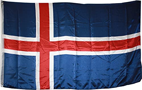 FLAG OF ICELAND. STANDARD SATIN QUALITY. BIG SIZE 150X90, Arctic Blue & Cherry Red - Image 2