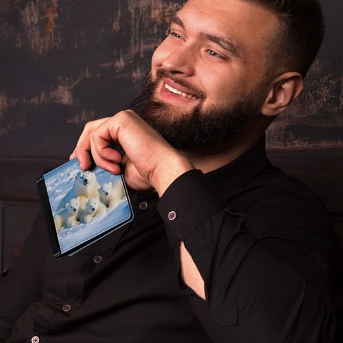 Polar Bear Family Rest Time Cute Slim Bifold Wallet for Men Stylish Front Pocket Purse with Card Holder Slots4