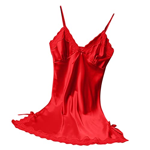 Generisch Kimono de encaje sexy pijamas para mujer, encaje, cabestro, pijamas, ropa para el hogar ropa para el parto, rojo, talla única