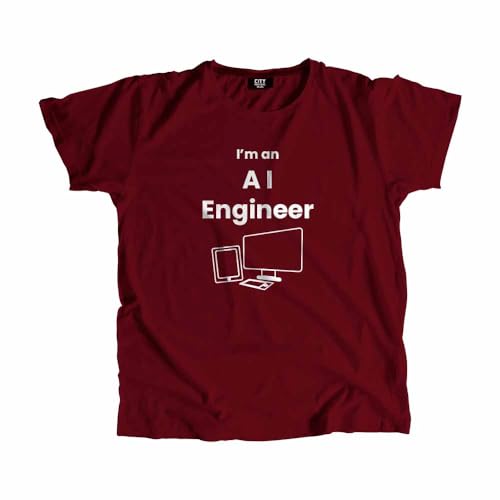 T-shirt AI Engineer bordeaux pour homme et femme en coton