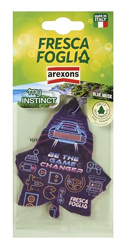 AREXONS Fresca Foglia My Instinct - Fragranza Blue Musk | Profumatore Auto in Cartonfeltro a Lunga Durata