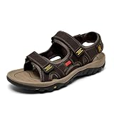 MILDSEVEN Fashion Men's Breathable Backpacking Hiking Sandals, Classics Open-Toe Sandals, Large Size Outdoor Sports Beach Shoes,9.5,Brown