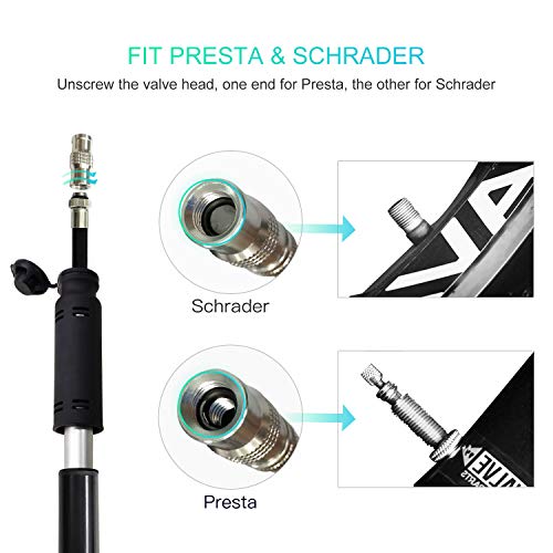 CYCPLUS Mini Portable Bike Tire Pump Bicycle Fram Mount Pump Fits Presta & Schrader Valve 120 PSI High Pressure for Road Mountain and BMX Bikes Includes Mount Kit A30 Black - Thumbnail 2