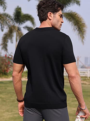 RQP Mens Zipper Polo Shirts Knit Casual Shirts Short/Long Sleeve,Stretch Slim Fit Golf Shirts,Soft Pullover4