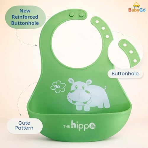 Image of BabyGo Silicone Baby Bibs | Waterproof Adjustable Feeding Bibs for Infants & Toddlers, Soft, Washable, Easy-Wipe & Reusable Baby Apron Bibs for Mealtime | Set of 2 (Multicolor)