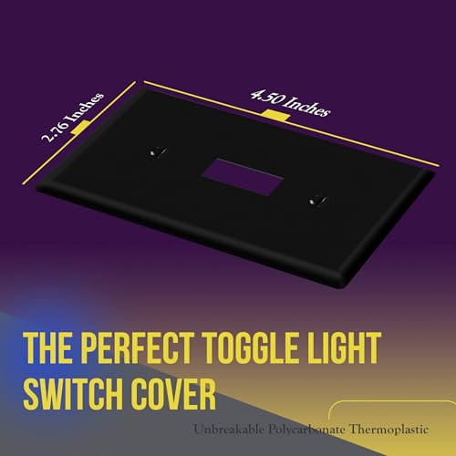 Image of ENERLITES Toggle Light Switch Wall Plate, Gloss Finish, Standard Size 1-Gang 4.50 inch x 2.76 inch, Unbreakable Polycarbonate Thermoplastic, 8811-BK-5PCS, Glossy Black, 5 Pack