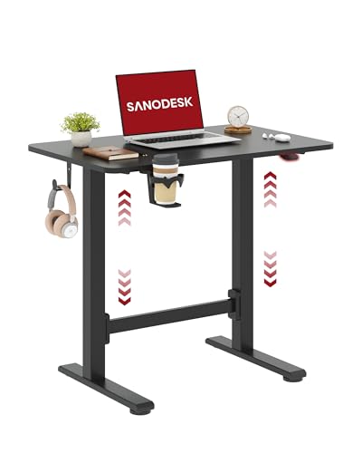 Image of SANODESK Mobile Workstation Standing Desk with Gas-Spring Lift, Rolling Desk 32x20''Adjustable Height, One-Piece Desktop Workstation,Walking Pad & Treadmill Compatible, Portable Home Office
