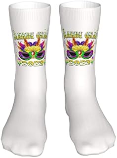 883 Compression Socks Mardi Gras Crew Socks Comfort Athletic Socks Non Slip Calf Socks For Hiking Jogging Walking 40cm