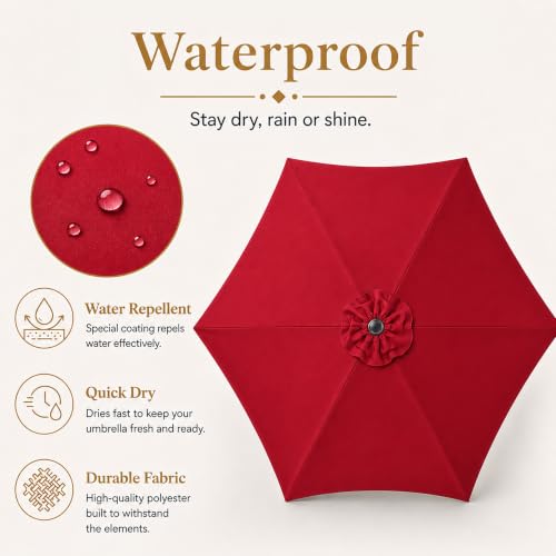 SimpleLux 9ft Outdoor Patio Umbrella for Garden Deck Backyard Pool, Red by SimpleLux - Used condition - Image 7