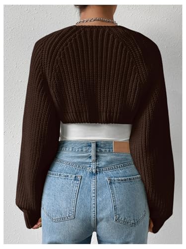 Image of Verdusa Women's Y2k Cropped Cardigan Sweaters Lightweight Knit Open Front Bolero Shrugs Spring Fall Outfits