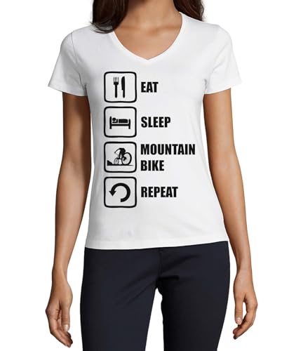 T-shirt mountain bike femme léger et confortable en coton blanc