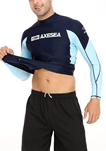AXESEA Men Long Sleeve Rash Guard Quick-Dry UPF 50+ Lightweight Swimsuit Swim Shirt2