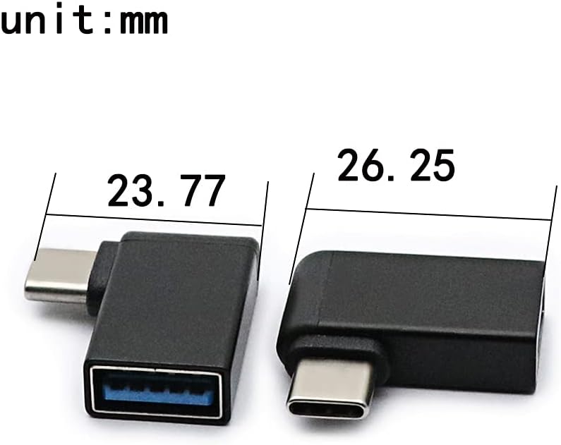 Right Angle USB C to USB 3.0 Adapter, 90 Degree Type C Male to USB A 3.0 Female Converter, On The Go (OTG) for Smartphones, Laptops, Mice, Keyboards and More (2 Pack)
