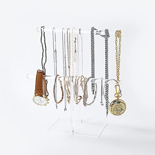Acrylic Rotating Jewelry Stand - 2-Tier Adjustable Necklace & Bracelet Organizer