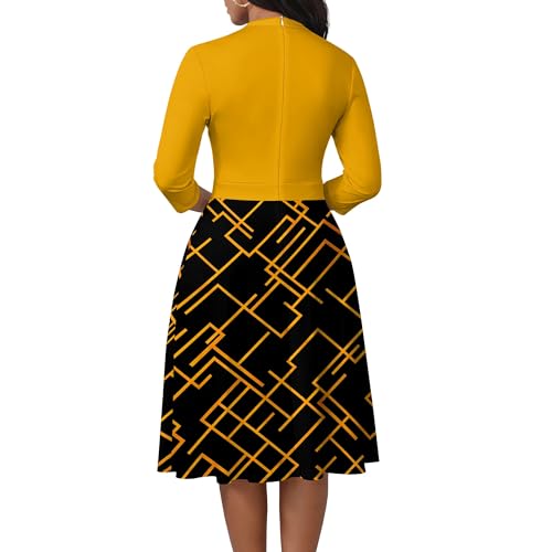Image of PinkPatty Women's Casual A-line Midi Dresses 3 /4 Sleeve V Neck Fit and Flare Dress with Pockets