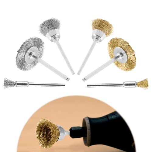 Image of 72 Pack Wire Wheel Brush Set, 1 /8 Inch Shank Pure Brass and Stainless Steel Brush Kit Rotary Buffing Brush Wheel, Rust Removal Tool Set, Wire Pen Brush + Bowl-Shape Brushes + T-Shape Brushes