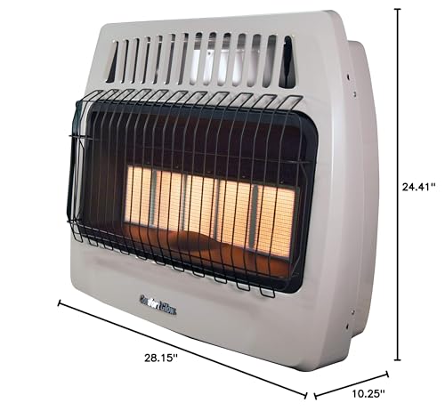 Comfort Glow Vent-Free 30,000 BTU Radiant Propane Heater for Indoor Use, Thermostat, 1,250 Sq. Ft. Heat, Piezo Ignition, 99.9% Efficient