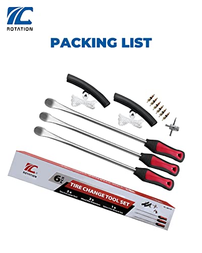 Rotation Tire Lever Iron Tool Kit, 14.5 Inch Steel, Professional Tire Changing Tools For Motorcycle, Dirt Bike, Lawn Mower | 3-Piece Set #TOP4
