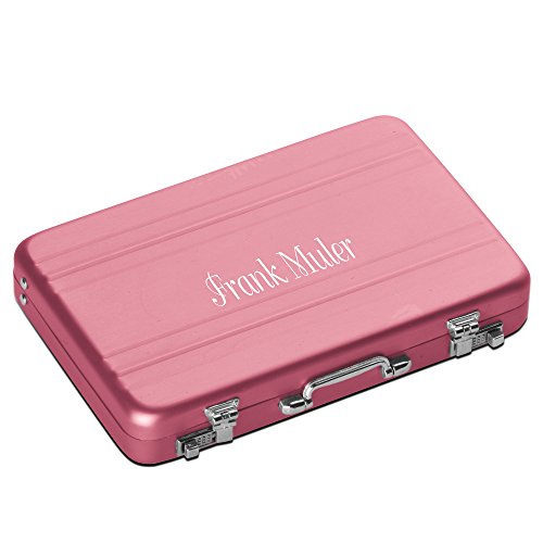 Custom Engraved Aluminium Alloy Luggage Credit Card Business Card Holder Case - Personalized Gift (pink)
