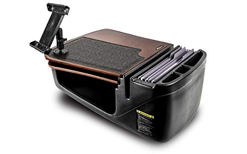 Image of AutoExec GripMaster Car Desk for Your Vehicle Workstation and Mobile Office, Mahogany with 400 watt Power Inverter and Tablet Mount
