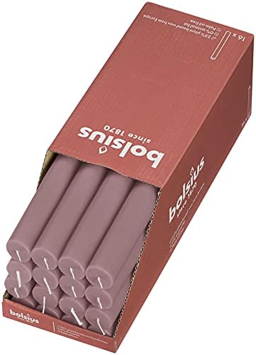 Bolsius Tapered Dinner Pillar Candles - Dark Red - Pack of 16 - Long Burning Time of 13 Hours - Household Candle - Interior Decoration - Non Drip - Unscented - Natural Vegan Wax - 27 x 2.3 cm