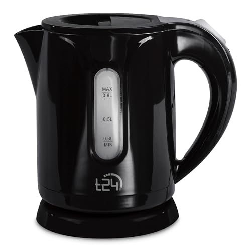 T24 Wasserkocher 0,8 Liter, kabellos, Automatischer Abschaltung Trockenlaufschutz, Leicht (650g), BPA Frei, 1100W, TÜV Rheinland GS geprüft (Black) T24 Wasserkocher 0,8 Liter, kabellos, Automatischer Abschaltung Trockenlaufschutz, Leicht (650g), BPA Frei, 1100W, TÜV Rheinland GS geprüft (Black)