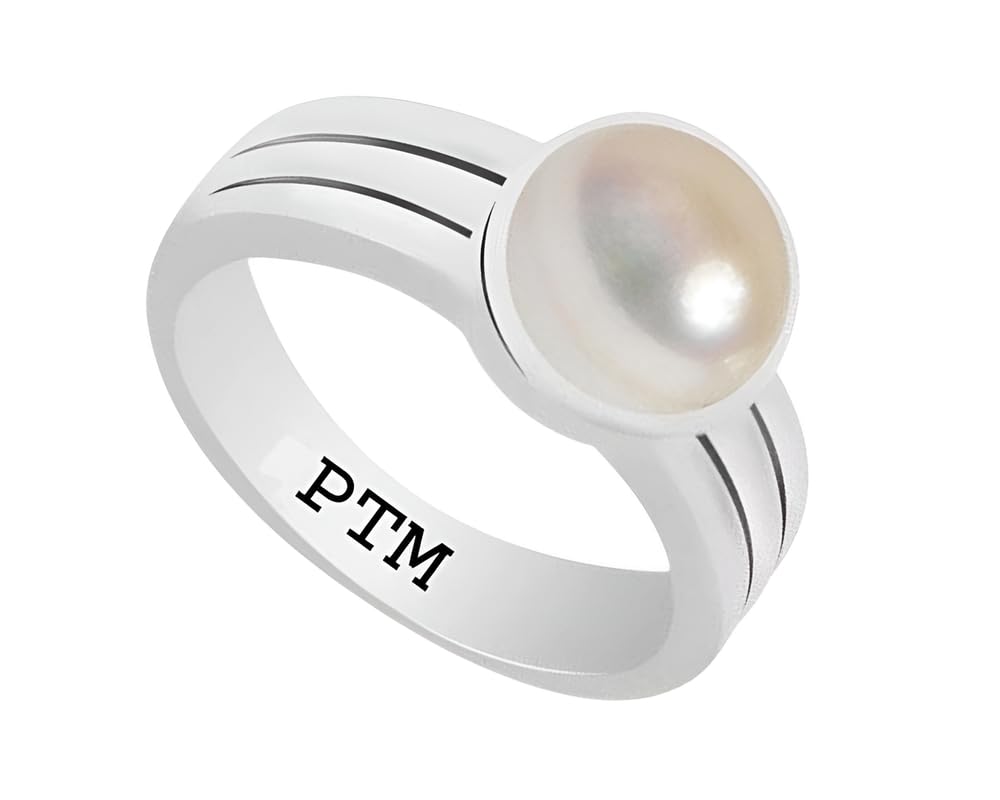 ptm 925 Sterling Silver Pearl (Moti) 7.25 Ratti or 6.5 Cts Astrological Gemstone Bis Hallmark Ring for Men & Women-picture-42