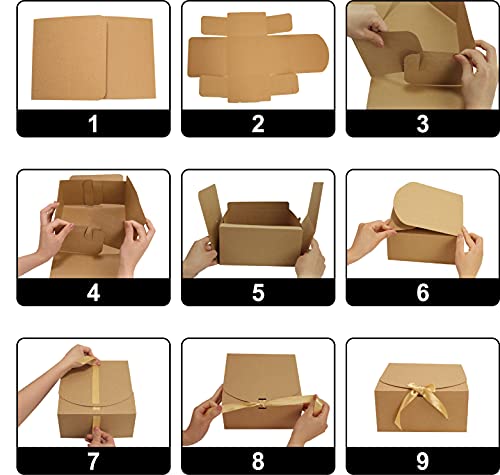 Huaprint Gift Boxes With Lids,White, 8X8X4Inches,Bridesmaid Proposal Box,12 Sets,Kraft Paper For Wedding,Packaging,Present,Birthday,Cupcake Boxes,Crafting #TOP6