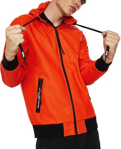 Diesel S-Flim Veste à capuche en coton enduit Orange, Orange, L