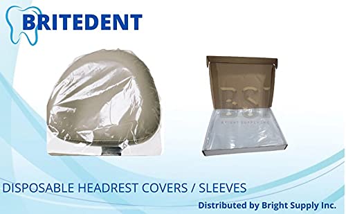 BRITEDENT Dental Headrest Chair Cover, Disposable Clear Plastic Sleeve Protector, 10