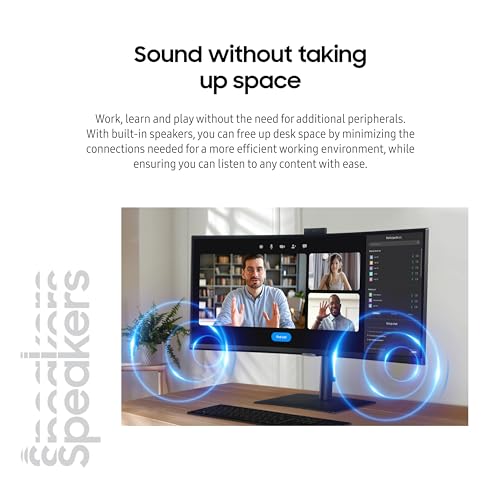 Image of Samsung 34-Inch ViewFinity S65VC Series Ultra-WQHD Curved Computer Monitor, 100Hz, AMD FreeSync, HDR10, USB-C, Built-in Speaker, Camera, KVM Switch, Eye Care, Eco-Packaging, LS34C650VANXGO, Black