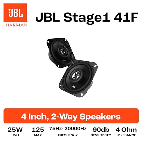 JBL Stage1 41F 2-Wege Auto Lautsprecher Set von Harman Kardon - 125 Watt KFZ Auto Boxen 25 Watt RMS - 2 stück Car HiFi JBL Box groß 10cm | 100mm | 4 Zoll, Schwarz