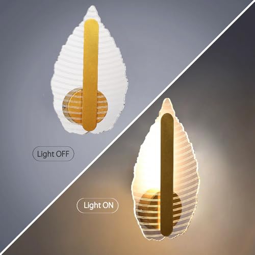 Image of Groeien Pack of 2 | Leaf Glow Modern LED Wall Lamp | Golden Decorative Wall Light for Living Room, Bedroom & Hall | Artistic Leaf Design Wall Fixture for Home Decor(VeinLeaf Glow, 2)