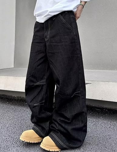 Y2k Hip Hop Baggy Jeans Wide Leg Denim Pants Loose Fit Black Skater Jeans Trousers Harajuku Streetwear4