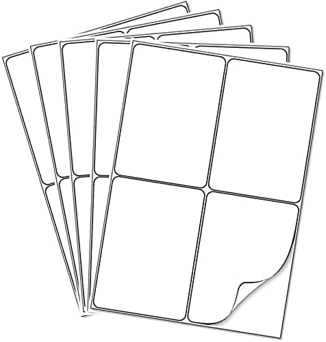 100 fogli A4 Etichette Adesive Carta Adesiva per Stampante 4 etichette/foglio 400 pezzi 105 x 148 mm Adatto per l'uso con Laser/Getto D'inchiostro/Fotocopiatrice