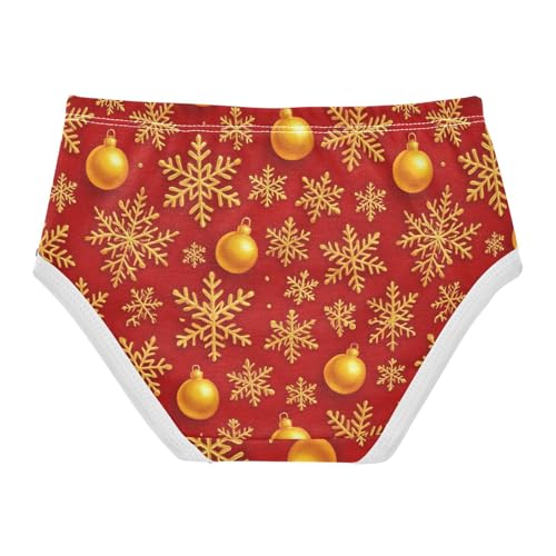 Joisal Cotton Girls Underwear Toddlers Gold Snowflakes Christmas Red Panties Little Girl Flower Briefs Undies Kids 2t2