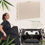 Zen Table de Massage Pliante professionelle - lit esthetique Table Tatouage, Extension de Cils en Bois et Hauteur réglable, Portable avec Appui-tête réglable, accoudoirs, Sac de Transport (Crème)