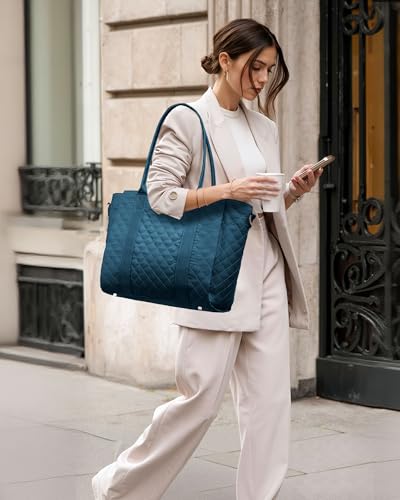 Image of LOVEVOOK Teacher Tote Bag for Women, Quilted Work Tote Nurse Laptop Bag, Large Computer Shoulder Bags with Zipper for Travel