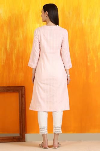 Image of W for Woman Embroidered Cotton Lurex Straight Kurta Size: