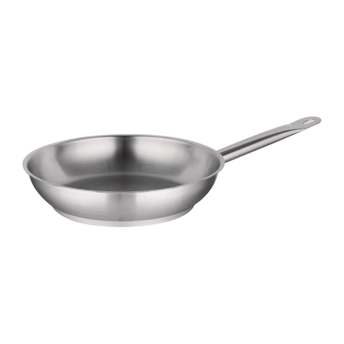 Vogue - Poêle à frire Vogue en acier inoxydable 28 cm - Poêle de chef durable, compatible induction, avec manche soudé isolant, compatible avec la plupart des plaques de cuisson M926