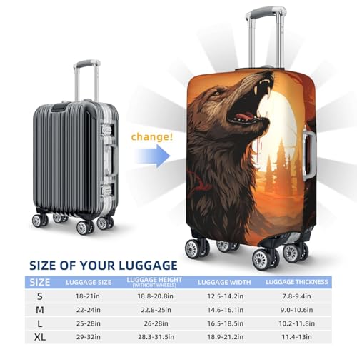Luggage Cover for Travel Elastic Suitcase Cover Howling Wolf and Moon Luggage Covers Fashion Suitcase Protector Thickened Baggage Cover Dustproof Suitcase Sleeve Fits 18-32 Inch Luggage2