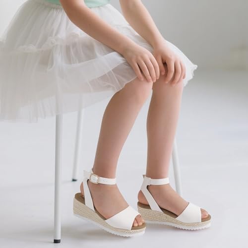 PANDANINJIA Girls Wedge Sandals Espadrilles Platform Heels for Girls Dress Shoes Ankle Strap Little Big Kids Sandals Summer Shoes3