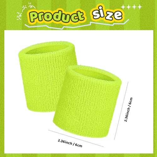 Image of Bememo 12 Pack Wristbands Sweatband for Women Men, Neon Colored Sport Wrist Bands, Tennis Football Basketball Sweatbands, Moisture Wicking Arm Bands for Working Out