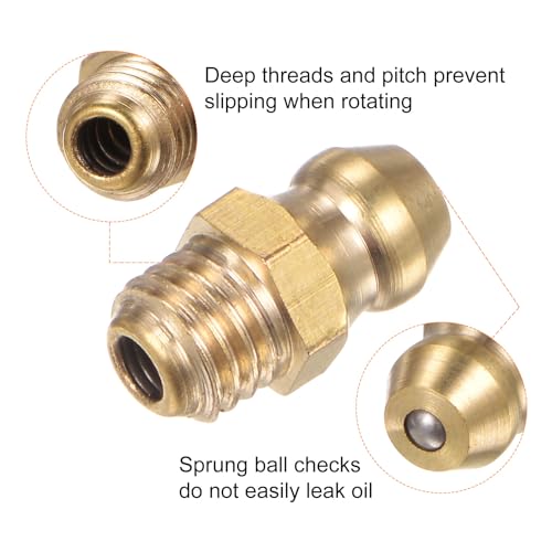 Image of HARFINGTON 15pcs Brass Straight Grease Fitting 1 /4 inch-28 SAE Thread Hydraulic Grease Nipple Accessories for Car