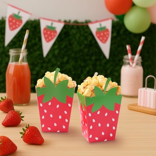 Boîtes à popcorn et biscuits en papier fraise réutilisables