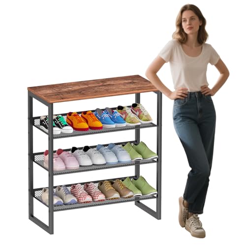 BLBPZL 4 Tier Metal Shoe Rack - Shoe Rack for Closet 25.2 X...