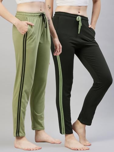 Image of BLINKIN Women Cotton Stribed Casual Style Pyjamas|Lowers With 2 Side Pockets : Ideal For Night Wear & Comfort Wear - The Ultimate Relaxed Fit Track Pants (Combo-608)