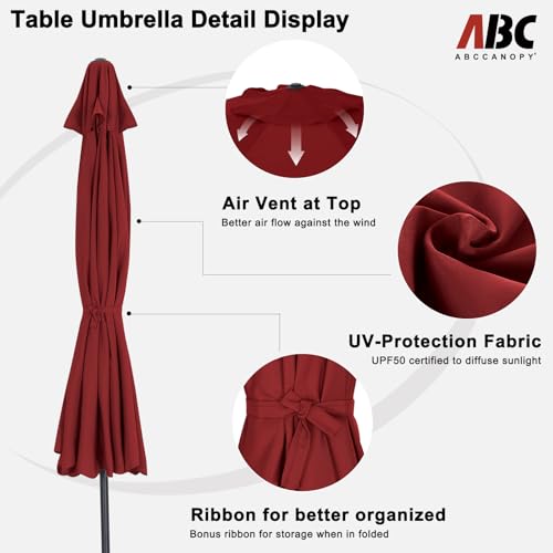 Image of ABCCANOPY 7.5ft Scalloped Patio Umbrella, Outdoor Table Umbrella with Tilt and Crank, Fiberglass Ribs Deck Umbrella for Patio, Pool, Garden, Picnic (Wine Red)