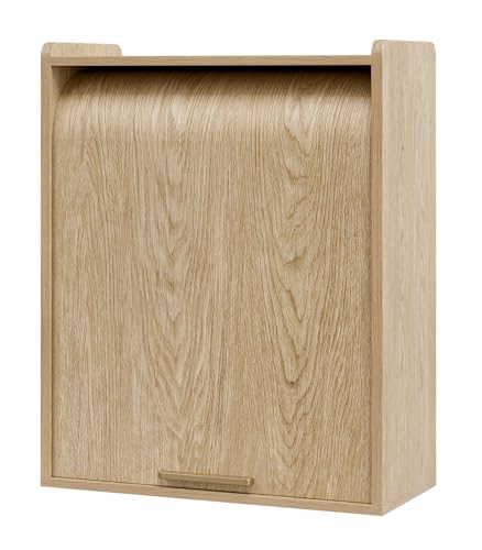 Image of ZttRiee Bathroom Wall Cabinet, Medicine Cabinet with Roll-Up Door & 3 Shelves, Over The Toilet Wall-Mounted Storage Cabinet, Natural